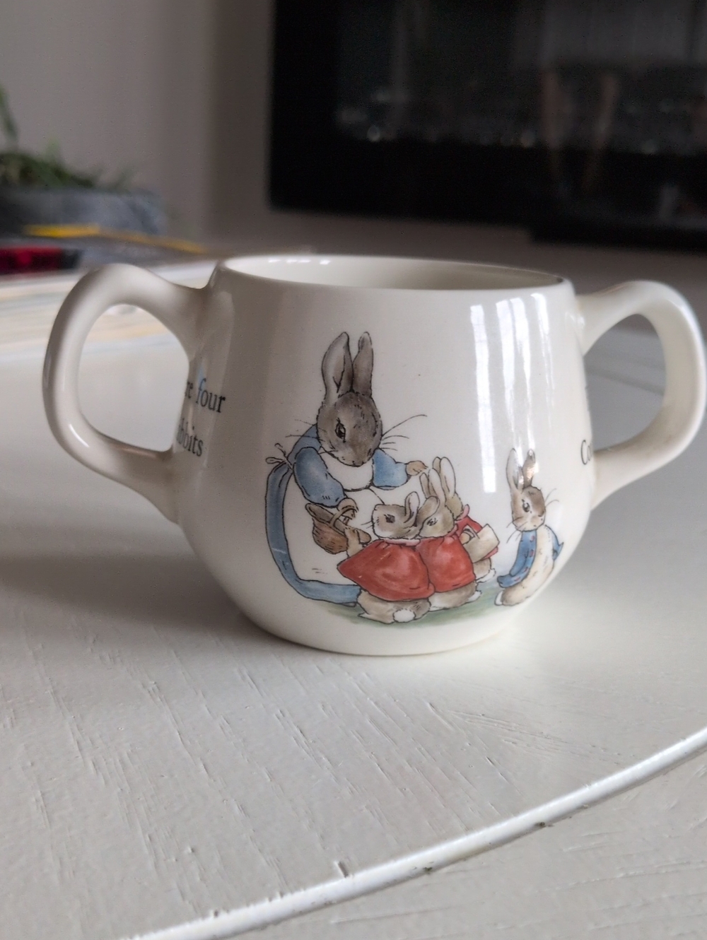 Vintage WEDGWOOD of ETRURIA Peter Rabbit Double Handle Child's Mug Cup England